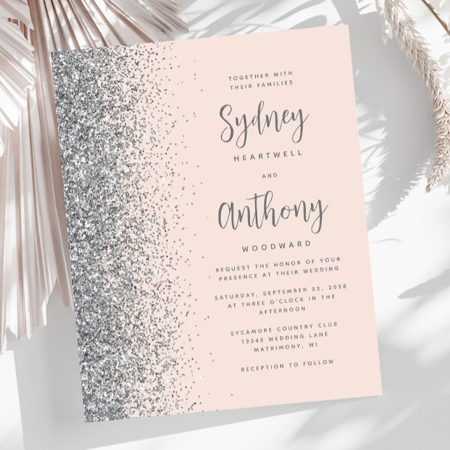 Budget Blush Pink Silver Calligraphy Wedding (Von Creator hochgeladen)