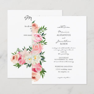 Budget Blush Pink & White Floral v2 Einladung