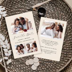 Budget Bogen 4-Fotos Beige Save-the-Date-Karte