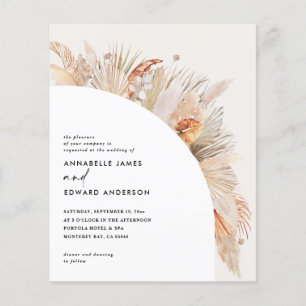 Budget Boheme Terrakotta Pampasgras Hochzeit Flyer