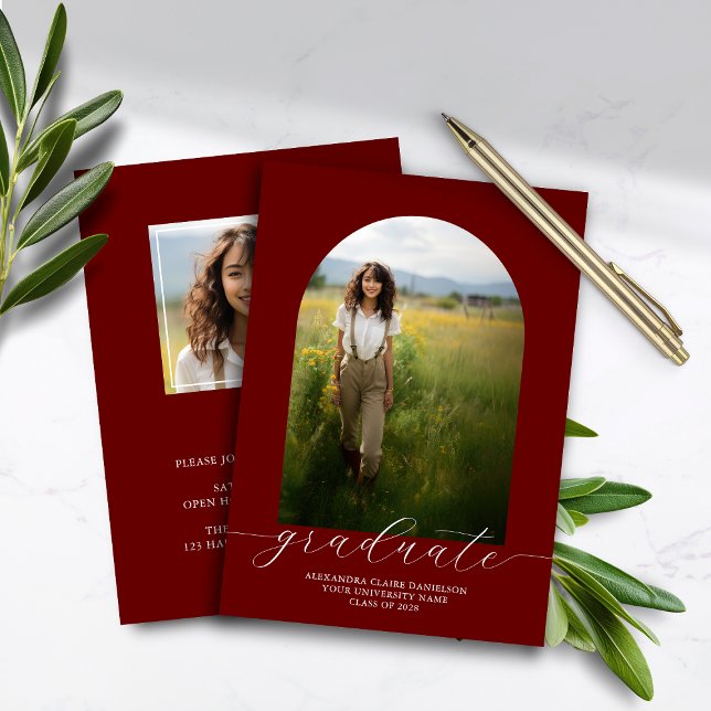 Budget Boho Arch Abschluss Einladung Rot (Von Creator hochgeladen)