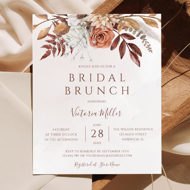 Budget Boho Autumn Floral Bridal Brunch Einladung (Von Creator hochgeladen)