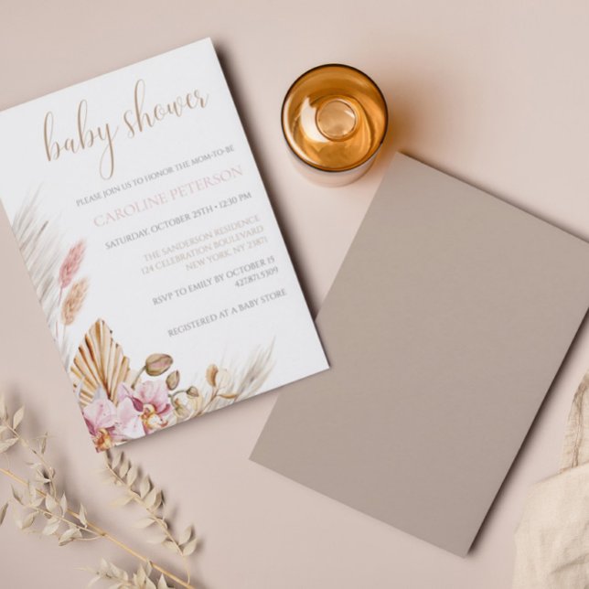 Budget Boho Baby Dusche Pampas Grass Floral Einladung (Von Creator hochgeladen)