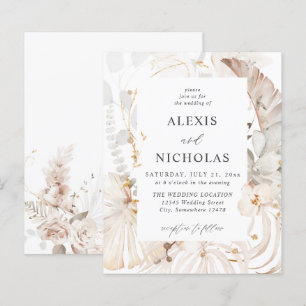 Budget Boho Beach Tropical Beige Floral Wedding