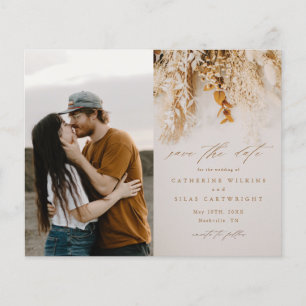 Budget Boho Blumen Foto Hochzeit Termin Karte