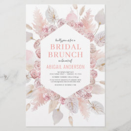 Budget Boho Blush Pink Bridal Brunch Einladung Fl. Flyer