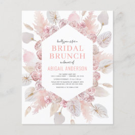 Budget Boho Blush Pink Bridal Brunch Einladung Flyer