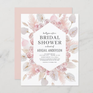 Budget Boho Blush Pink Bridal Dusche Einladung