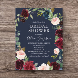 Budget Boho Burgundy Navy Blue Brautparty Einladungspostkarte