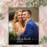Budget Boho Calligraphy 2 Foto Wedding Vielen Dank<br><div class="desc">Budget Modern Boho "Liebe und Dank" Script 2 Foto Hochzeit Danke Ihnen personalisiert günstige Low Budget DIN Karte. Stilvolle Hochzeitsvorlage mit einem vollen vertikalen Foto auf der Vorderseite mit Overlay-Text "Liebe und Dank" in einem Wirblen handgeschriebenen Typografie- oder Kalligraphie-Skript-Schriftart mit dem Swashes-Overlay in Weiß auf dem Bild. Kleines niedliches Herzmotiv...</div>