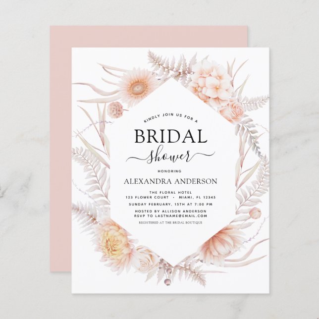 Budget Boho Chic Dusty Pink Wüste Brautparty (Vorne/Hinten)