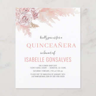 Budget Boho Chic QUINCEAÑERA Party Einladung Flyer