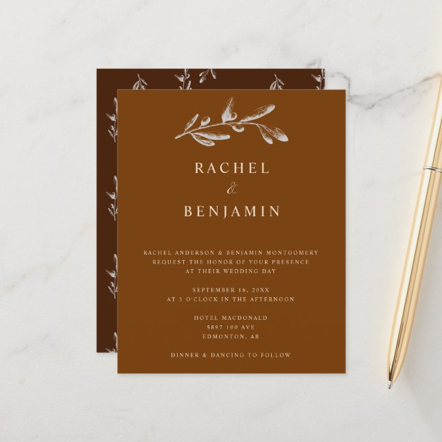 Budget Boho Chic Wedding Elegante Terracotta Kupfe (Vorderseite/Rückseite Beispiel)