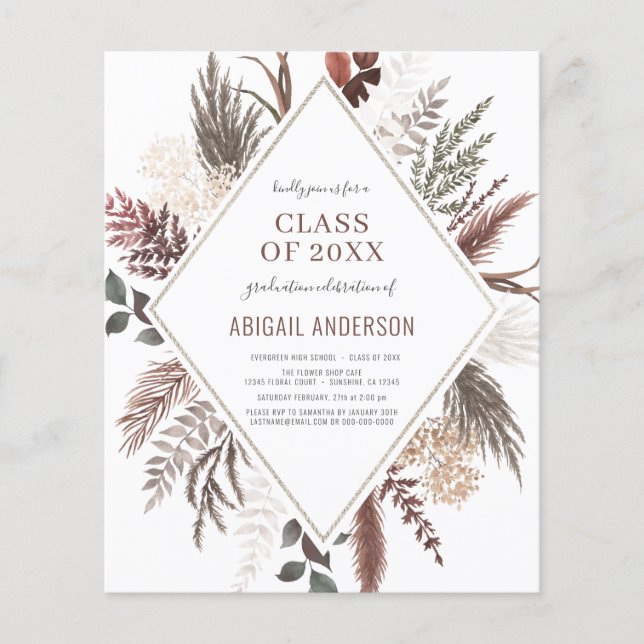 Budget Boho Class of 20223Foto Grad Einladung Flyer (Vorne)