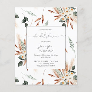Budget Boho Copper Pampas Brautparty Flyer