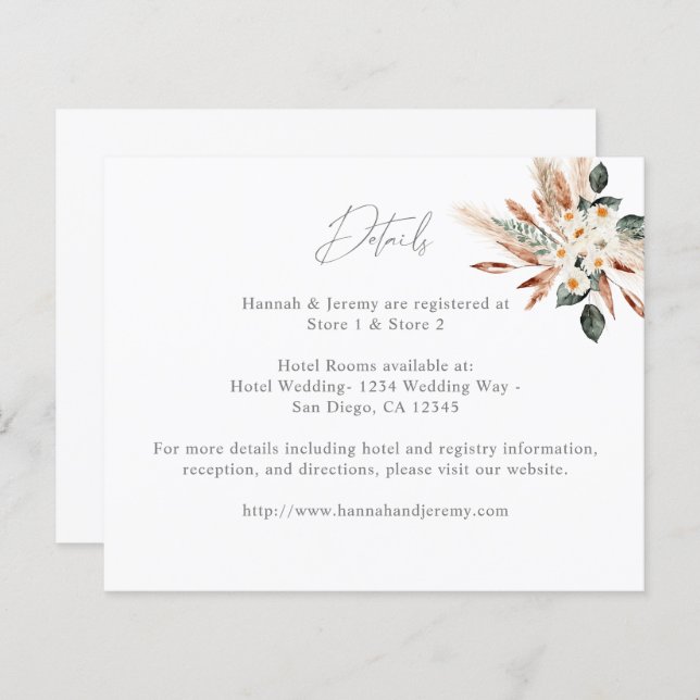 Budget Boho Copper Pampas Gras Blumendetails (Vorne/Hinten)