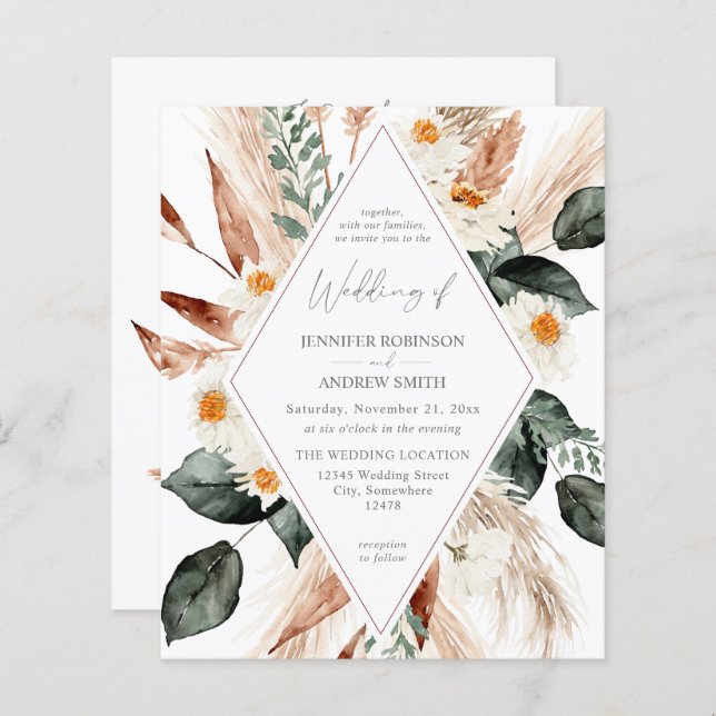 Budget Boho Copper Pampas Grass Wedding V3 (Vorne/Hinten)