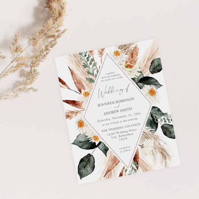 Budget Boho Copper Pampas Grass Wedding V3 Flyer (Von Creator hochgeladen)