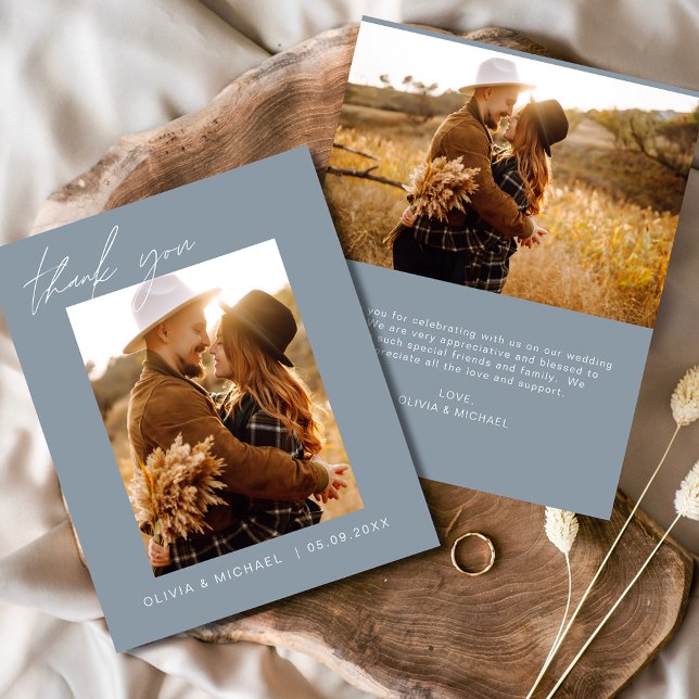 Budget Boho Dusty Blue Wedding Dankeschön Karten (Von Creator hochgeladen)