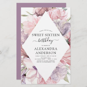 Budget Boho Dusty Lila Sweet 16 Birthday Floral