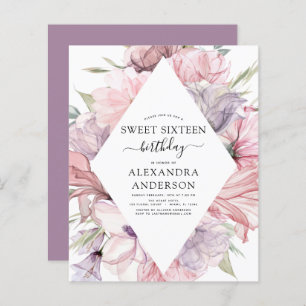 Budget Boho Dusty Lila Sweet 16 Birthday Floral