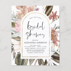 Budget Boho Dusty Pink Burgund Bridal Shower Flyer