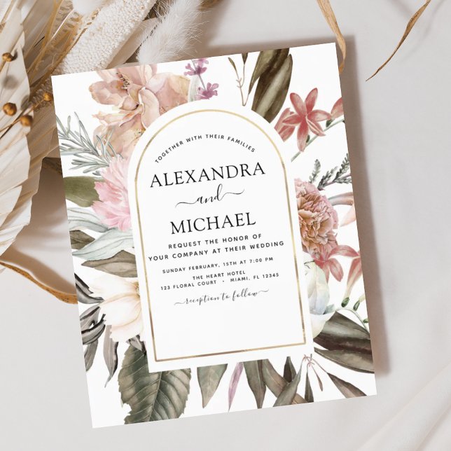 Budget Boho Dusty Pink Burgundy Einladung Hochzeit (Von Creator hochgeladen)