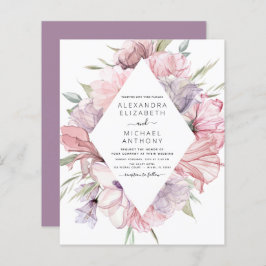 Budget Boho Dusty Pink Lila Hochzeitseinladung