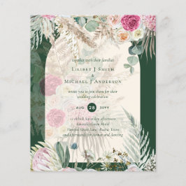 BUDGET BOHO Emerald Green BOHO Blumenrosa Hochzeit