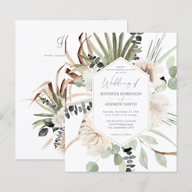 Budget Boho Eucalyptus Palm Leaf & Floral Wedding (Vorne/Hinten)