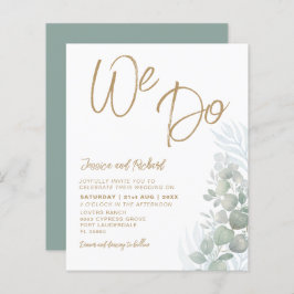 Budget Boho Eucalyputus Green Wedding Einladung