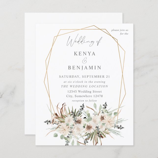 Budget Boho Eukalyptus & Beige Floral Wedding 2 (Vorne/Hinten)