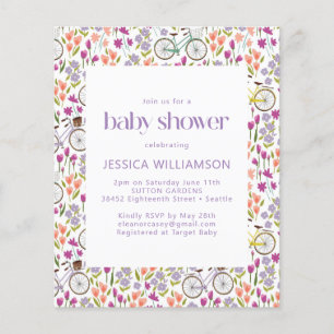 Budget Boho Fahrrad Blumen Baby Shower Einladung