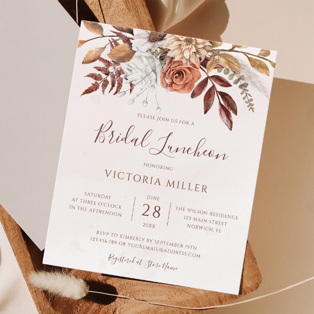 Budget Boho Fall Floral Bridal Luncheon Einladung (Von Creator hochgeladen)