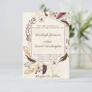 Budget Boho Federn Hochzeitseinladung Einladung