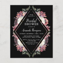 Budget Boho Floral Black Bridal Dusche Einladung