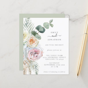 Budget Boho Florals Eucalyptus Wedding Einladung