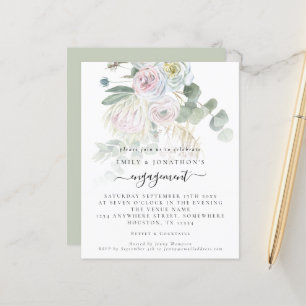 Budget Boho Florals Foliage Verlobung Einladung