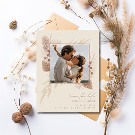 Budget Boho Foto Wedding Save the Date Ankündigungspostkarte