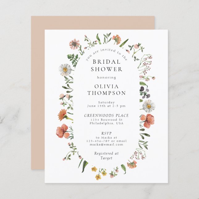 Budget Boho Frühling Wildblume Arch Brautparty (Vorne/Hinten)