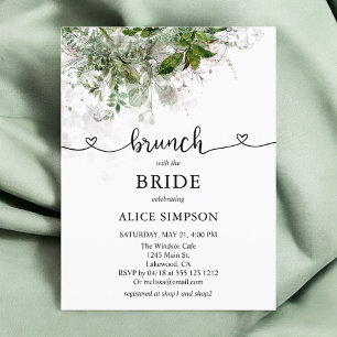 Budget Boho Greenery Brunch Brautparty Einladungspostkarte