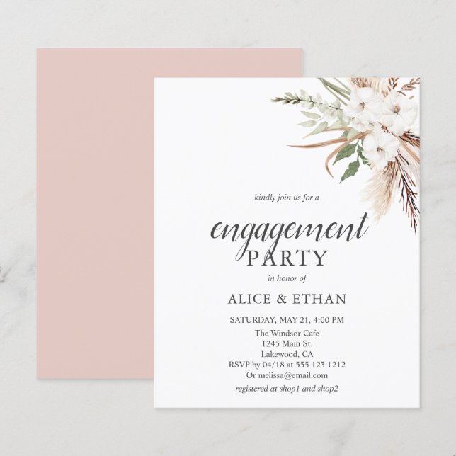 Budget Boho Greenery Pampa Grass Engagement Partei (Vorne/Hinten)