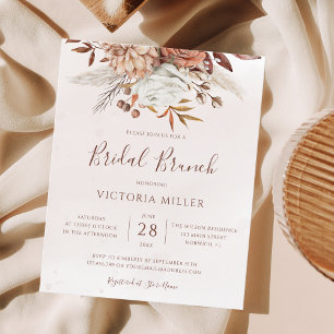 Budget Boho Herbst Floral Braut-Brunch-Einladung