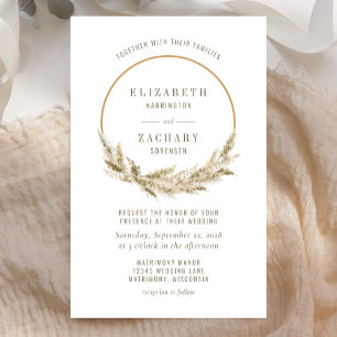 Budget Boho Hoop Pampas Grass Wedding Einladung