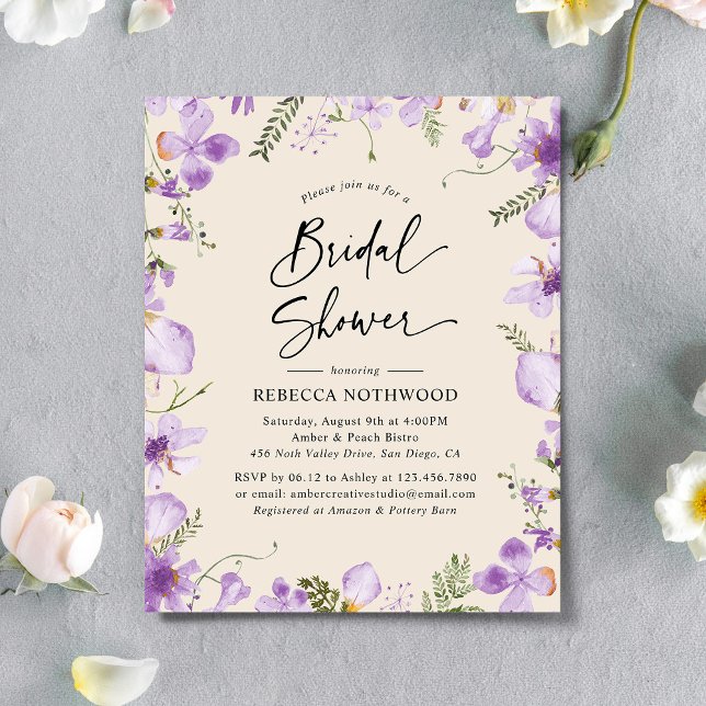 Budget Boho Lila Bridal Dusche Einladung (Von Creator hochgeladen)