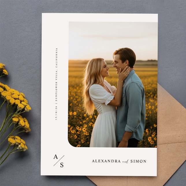 Budget Boho Minimalistisch Monogram Wedding Einladung (Von Creator hochgeladen)
