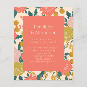 Budget Boho Orange Botanical Wedding Einladung