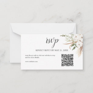 Budget Boho Pampa Grass Greenerenerity Wedding RSV Mitteilungskarte
