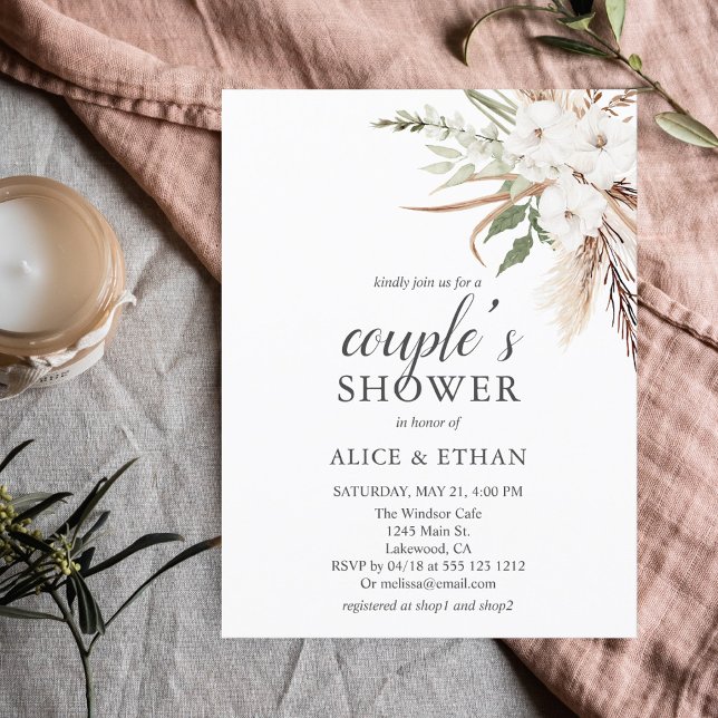 Budget Boho Pampa Grass Grüne Couple Dusche Inv Einladungspostkarte (Von Creator hochgeladen)