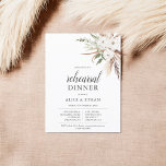 Budget Boho Pampa Grass Grüne Probe Abendessen Einladungspostkarte<br><div class="desc">Boho Bouquet aus Pampa Gras,  grüne Blätter und weiße Blume.</div>